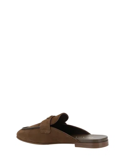 Prada Brown Calf Leather Bos Taurus Mules In Multi