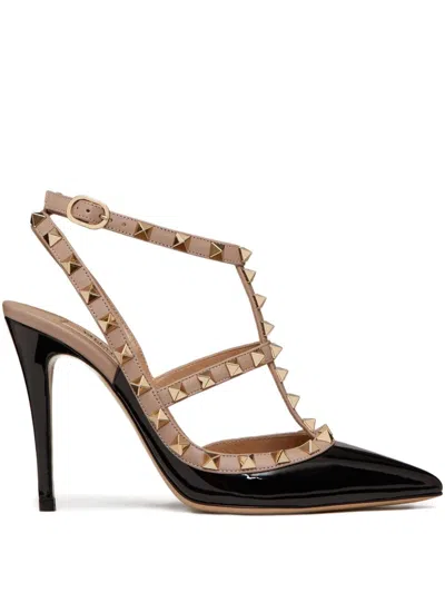 Valentino Garavani Valentino Rockstud Caged 100 Leather Pump In Black