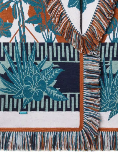 Alanui Long Floral Cardigan With Fringe Shawl Collar In Multi