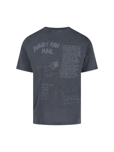 Our Legacy Men S Box T-shirt Angry Fan Mail Print In Gray