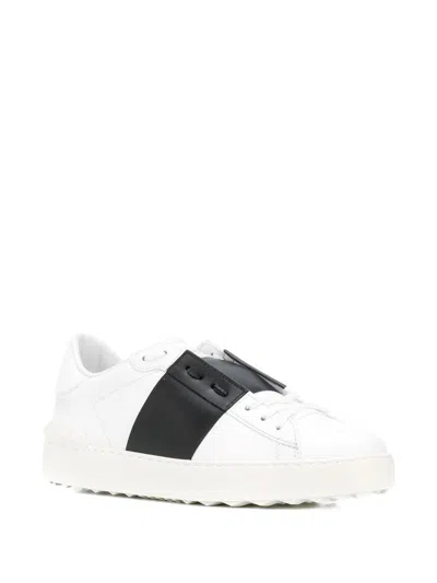 Valentino Calfskin Sneakers With Contrasting Bands And Rubber Studs In White