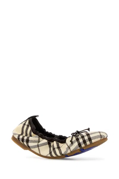 Burberry Women Fawn Ballerinas With Traditional Check Motif In Multi
