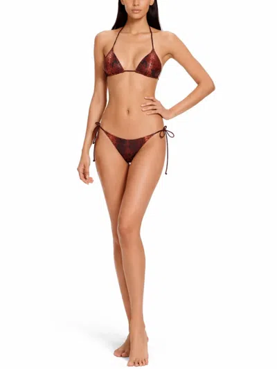 Jean Paul Gaultier Python Print Triangle Halterneck Bikini Set In Brown