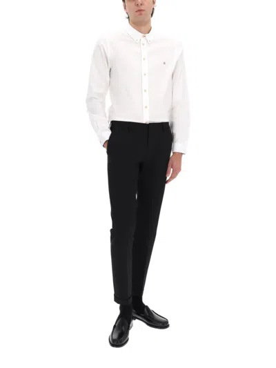 Paul Smith Cotton Tailored Trousers Belt Loops Pockets Cuffed In Black