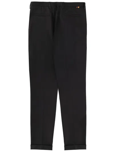 Paul Smith Cotton Tailored Trousers Belt Loops Pockets Cuffed In Black