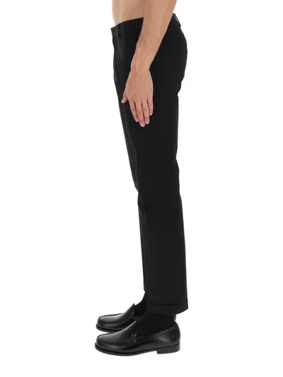 Paul Smith Cotton Tailored Trousers Belt Loops Pockets Cuffed In Black