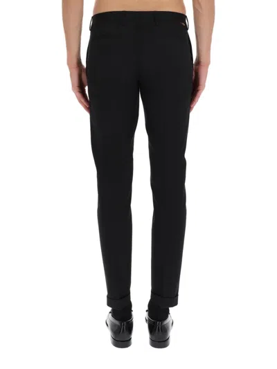 Paul Smith Cotton Tailored Trousers Belt Loops Pockets Cuffed In Black