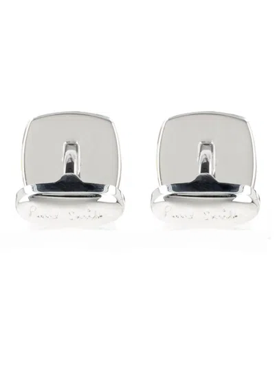 Paul Smith Striped-pattern Cufflinks In Silver