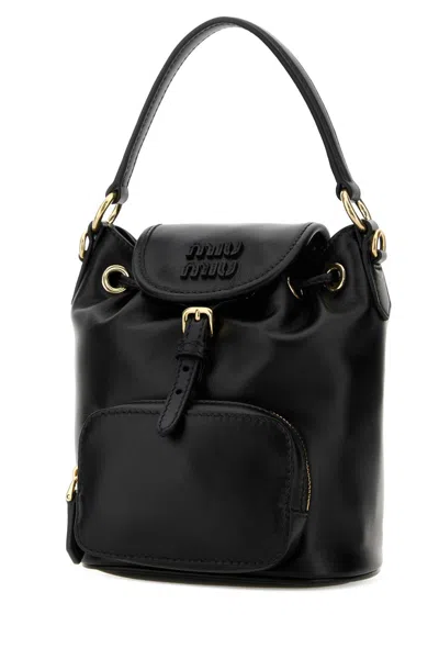 Miu Miu Black Leather Backpack In Black