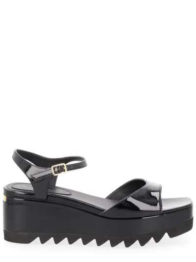 Stella Mccartney Platform Sandals Nylon Ankle Strap Silk Upper In Black