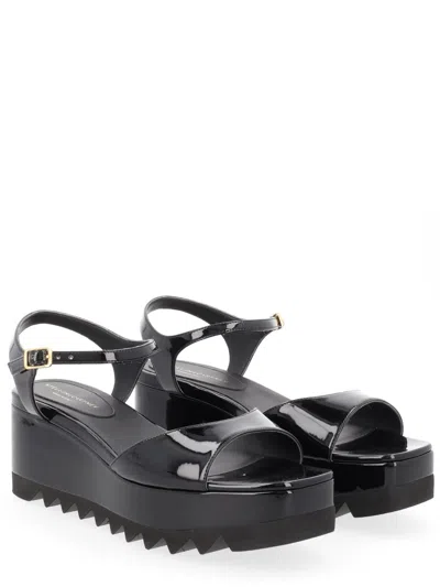 Stella Mccartney Platform Sandals Nylon Ankle Strap Silk Upper In Black