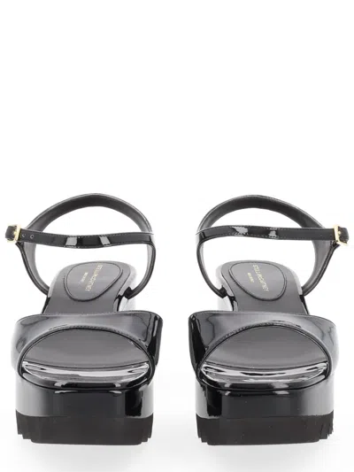 Stella Mccartney Platform Sandals Nylon Ankle Strap Silk Upper In Black
