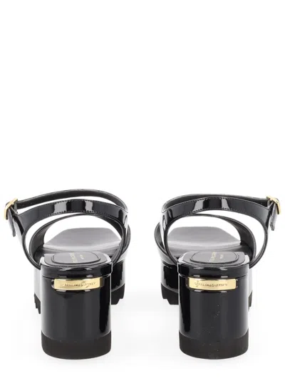 Stella Mccartney Platform Sandals Nylon Ankle Strap Silk Upper In Black