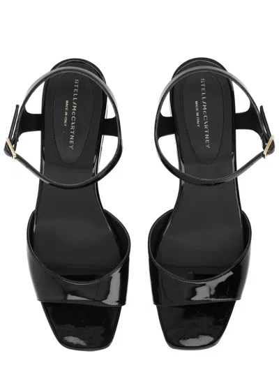 Stella Mccartney Platform Sandals Nylon Ankle Strap Silk Upper In Black