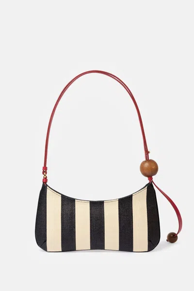 Jacquemus Le Bisou Perle Stripe Woven Raffia Shoulder Bag In Multi