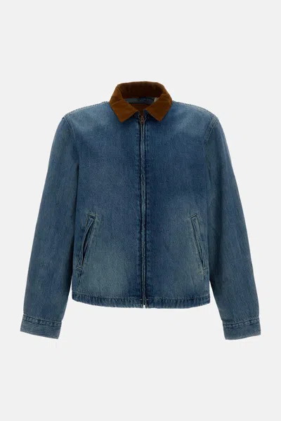 Levi's Textured-collar Zip-up Jacket In Blue