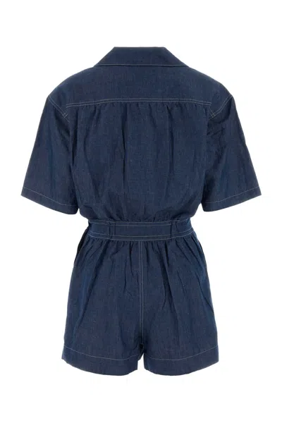 Prada Pocket Button Jumpsuit In Blue