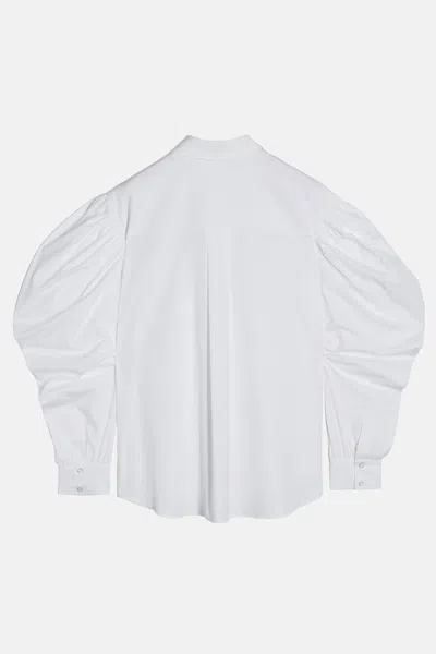 Simone Rocha Draped Sleeve Long-sleeved Top With Embroidered Pearl Collar In Red