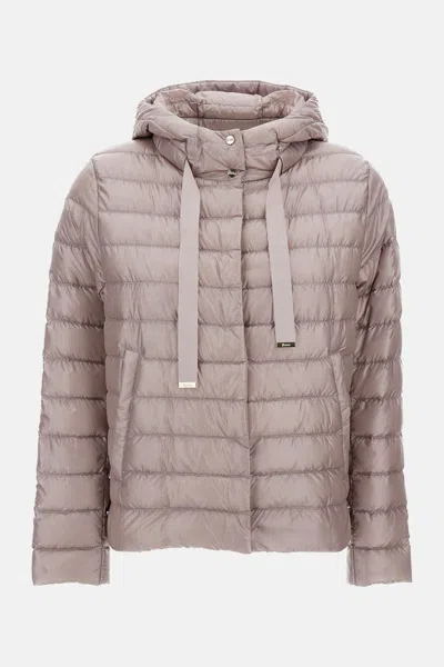 Herno Hooded Quilted Down Jacket With Adjustable Drawstring In Pink
