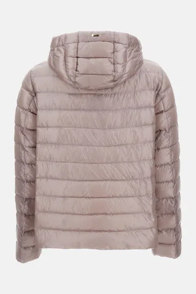 Herno Hooded Quilted Down Jacket With Adjustable Drawstring In Pink
