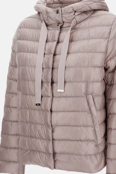 Herno Hooded Quilted Down Jacket With Adjustable Drawstring In Pink