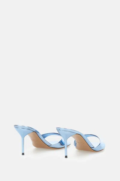 Paris Texas Light Blue Patent Leather Mule Sandals