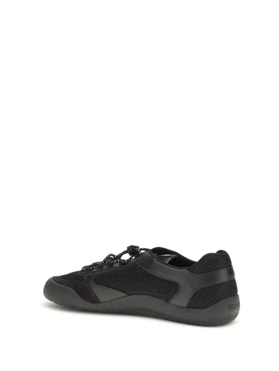 Prada Speedrock Leather And Mesh Fabric Sneakers Shoes In Black