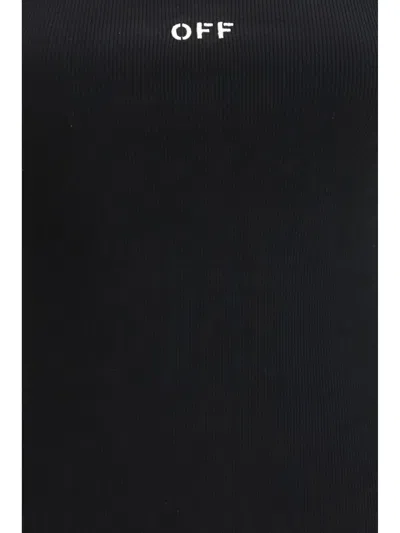 Off-white Stretch Cotton Tank Top Scoop Neckline In Black