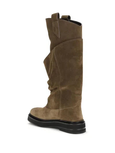 Attico Robin Passeggiata Suede Knee-high Boots In Brown