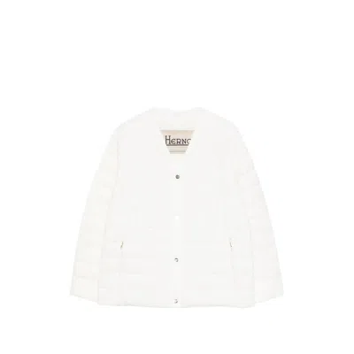 Herno Buttoned Puffer Jacket In White