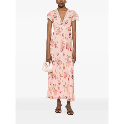 Rixo London Womens Kimmie Floral Pink Clarice Floral-print Chiffon Midi Dress In Multi