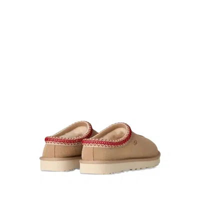 Ugg Tasman Ii Beige Mules With Round Toe And Embroidered Detail In Leather Woman In Brown
