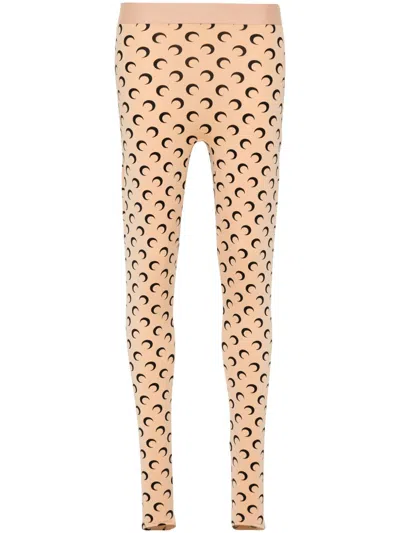 Marine Serre Recycled Moon Jersey Stirrup Leggings In Neutral