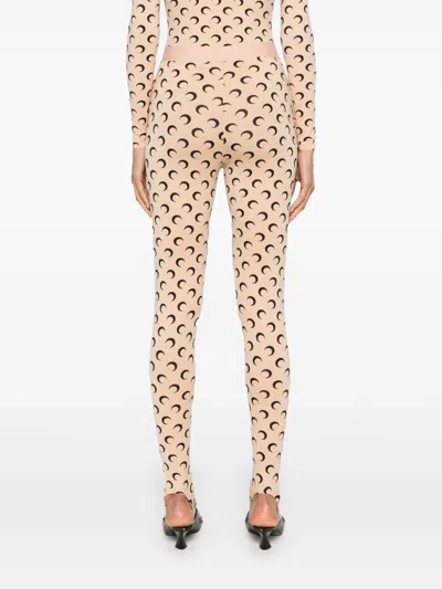 Marine Serre Recycled Moon Jersey Stirrup Leggings In Neutral