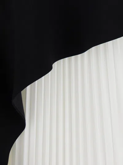 Simkhai Zayla Black And White Dress With Pleated Skirt And Squared Neckline In Tech Fabric Woman