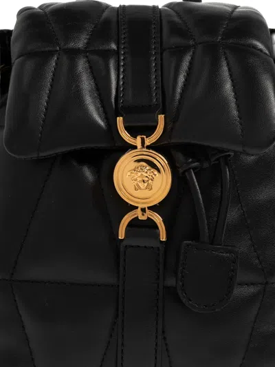 Versace Kleo Leather Backpack In Black