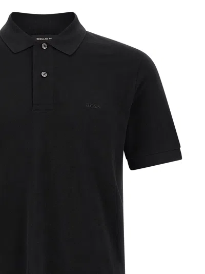 Hugo Boss Black Polo Shirt With Tone-on-tone Logo On The Front In Cotton Man In Black