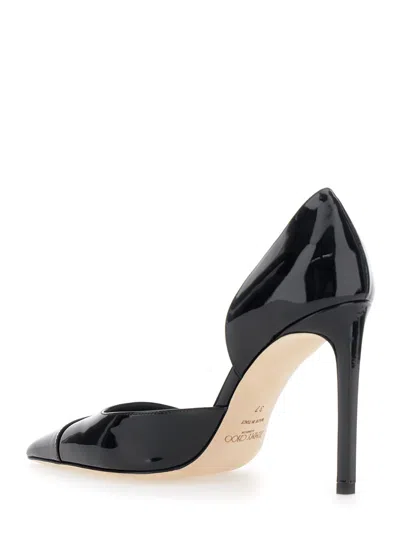 Jimmy Choo Brigitte Black Pumps With Thin Heel In Shiny Leather Woman