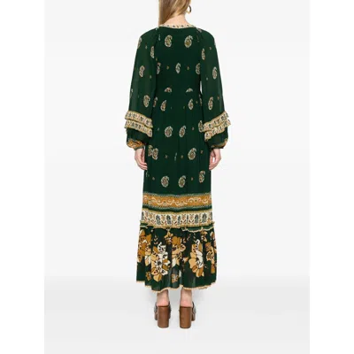 Farm Rio Ayla Green Maxi Dress With All-over Floral Motif In Viscose Woman