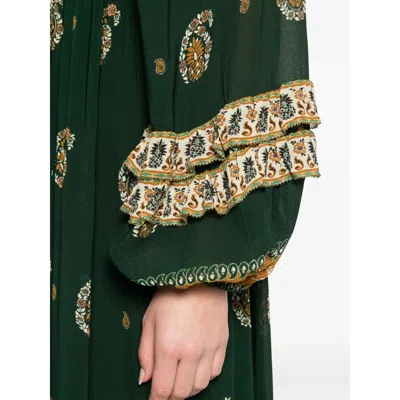 Farm Rio Ayla Green Maxi Dress With All-over Floral Motif In Viscose Woman