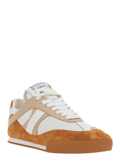 Chloé Kick Brown Sneaker With Logo Patch On The Tongue And Logo Lettering On The Back In Fabric And Suede  In Brown