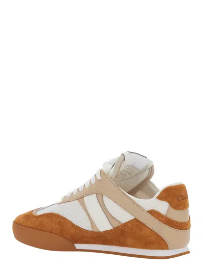 Chloé Kick Brown Sneaker With Logo Patch On The Tongue And Logo Lettering On The Back In Fabric And Suede  In Brown