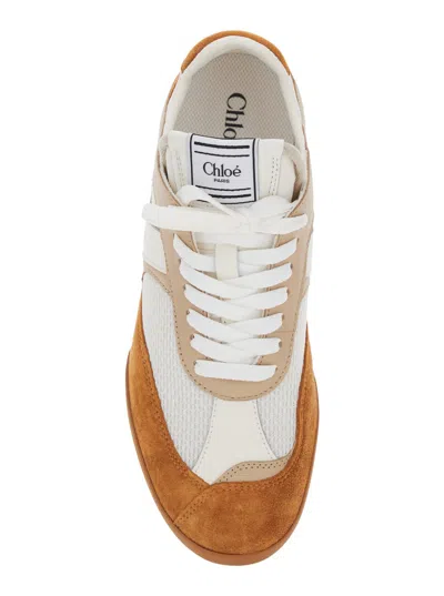 Chloé Kick Brown Sneaker With Logo Patch On The Tongue And Logo Lettering On The Back In Fabric And Suede  In Brown