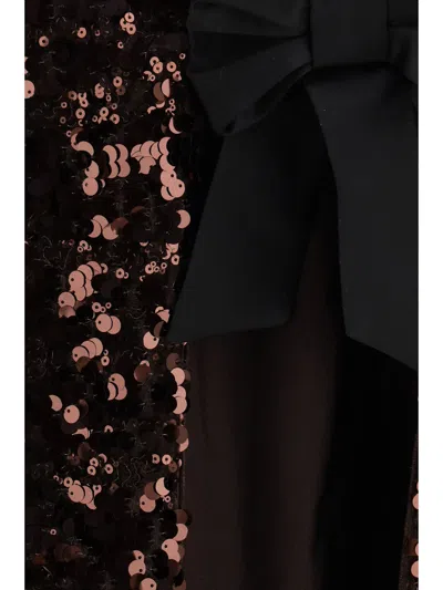 Ganni Womens Demitasse Bow-embroidered Sequin-embellished Velvet Top In Brown