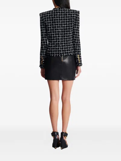 Balmain Tweed Jacket Long Sleeves Frayed Edges In Multi