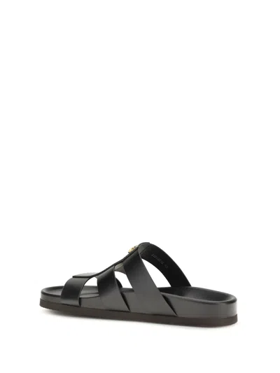 Valentino Garavani Studshield Logo-embellished Leather Sandals In Black