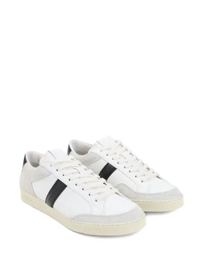 Tom Ford Panelled Suede And Grained Leather Sneakers In White