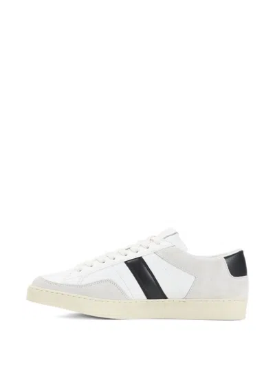 Tom Ford Panelled Suede And Grained Leather Sneakers In White