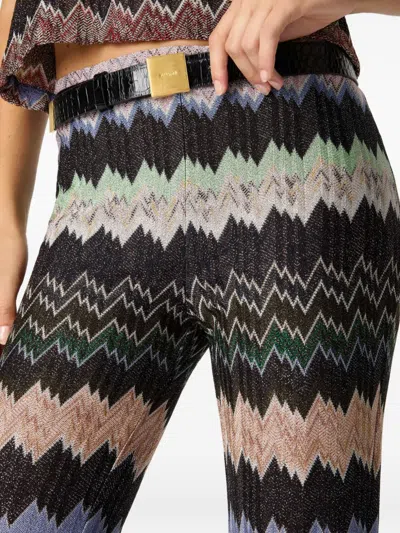 Missoni Zigzag Flared Trousers Textured Metallic Threads In Multi