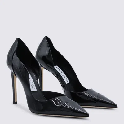 Jimmy Choo Brigitte Black Pumps With Thin Heel In Shiny Leather Woman